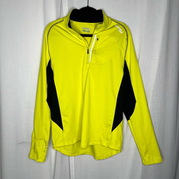 Saucony Other - Saucony Mens 1/4 Zip Drylete Neon Yellow and Black Pullover Medium